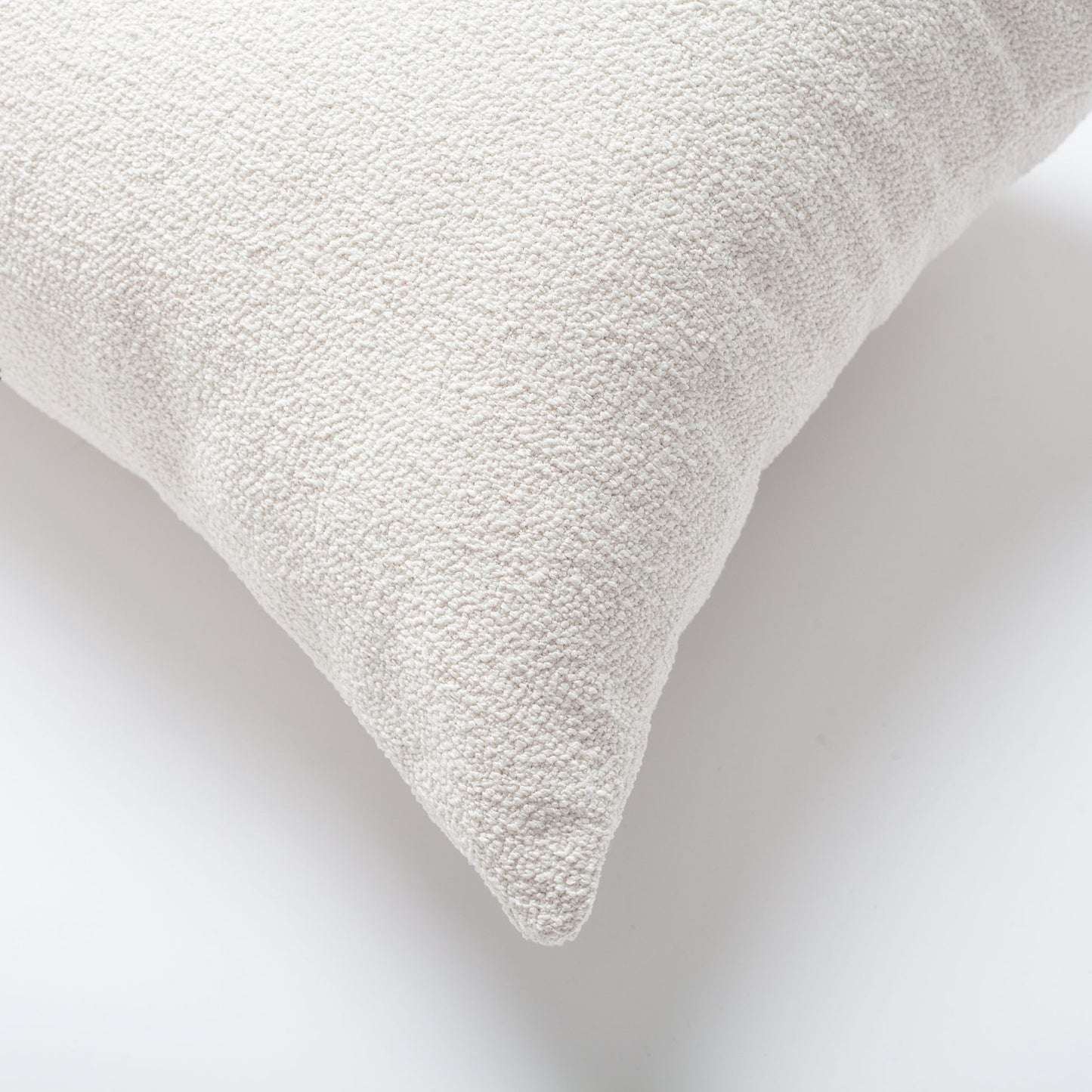 Julia - Plain Boucle Woven Lumbar Pillow 14x28 Inch - White (Cover Only)