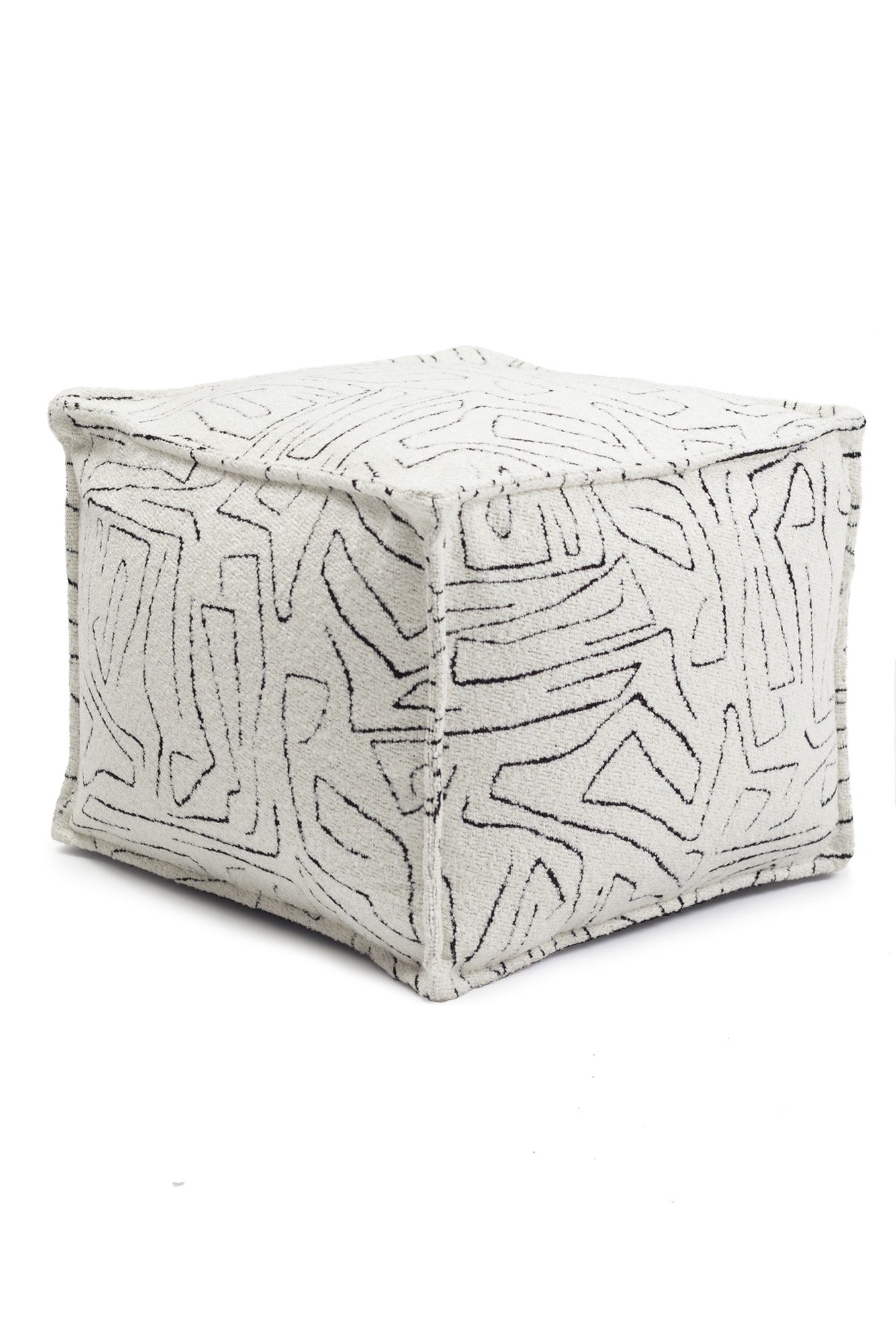 Amorf - Abstract Patterned Pouf - White & Black (Cover Only)