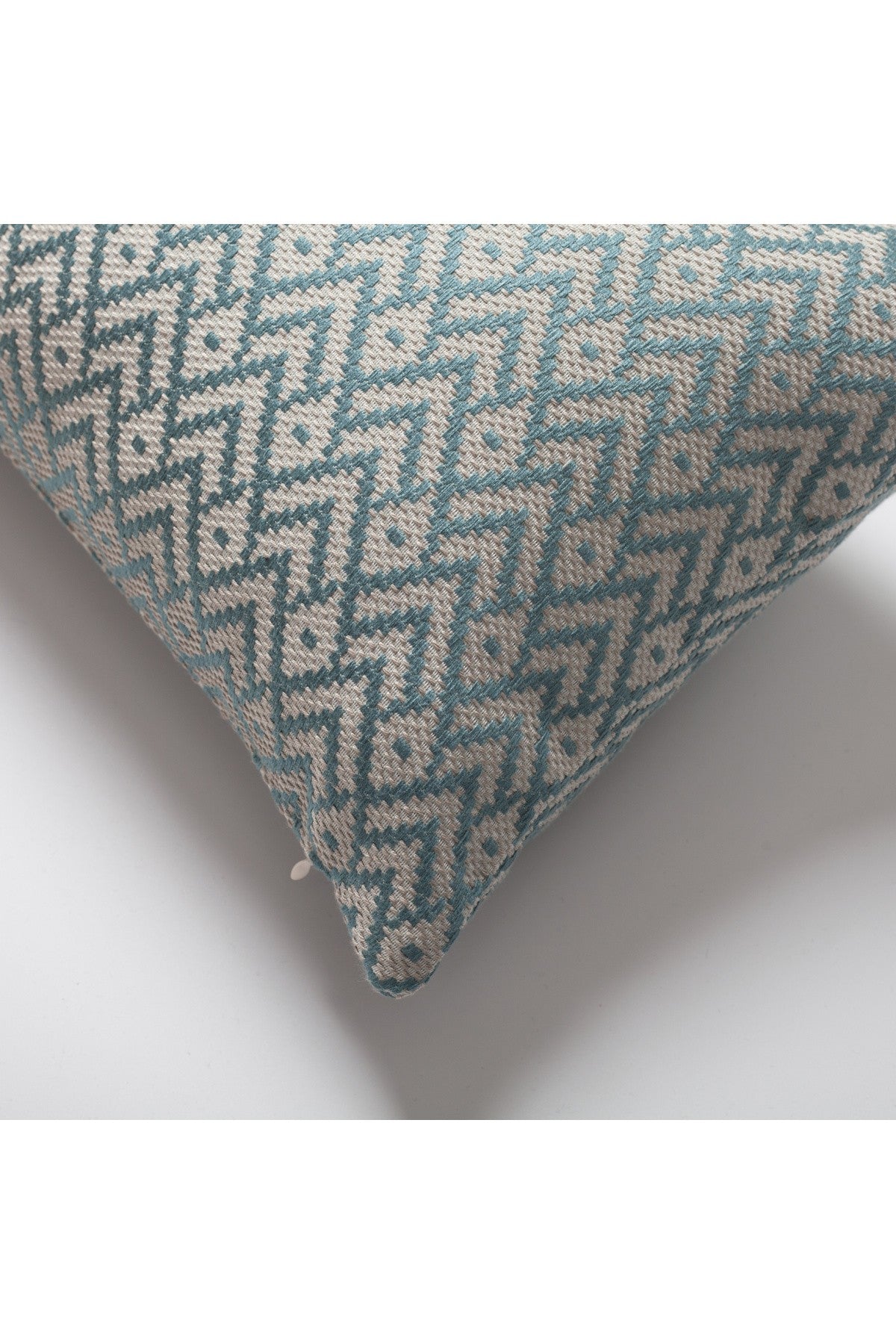 Gusto - Linen Modern Small Patterned Linen Pillow 12x20 Inch - Blue (Cover Only)