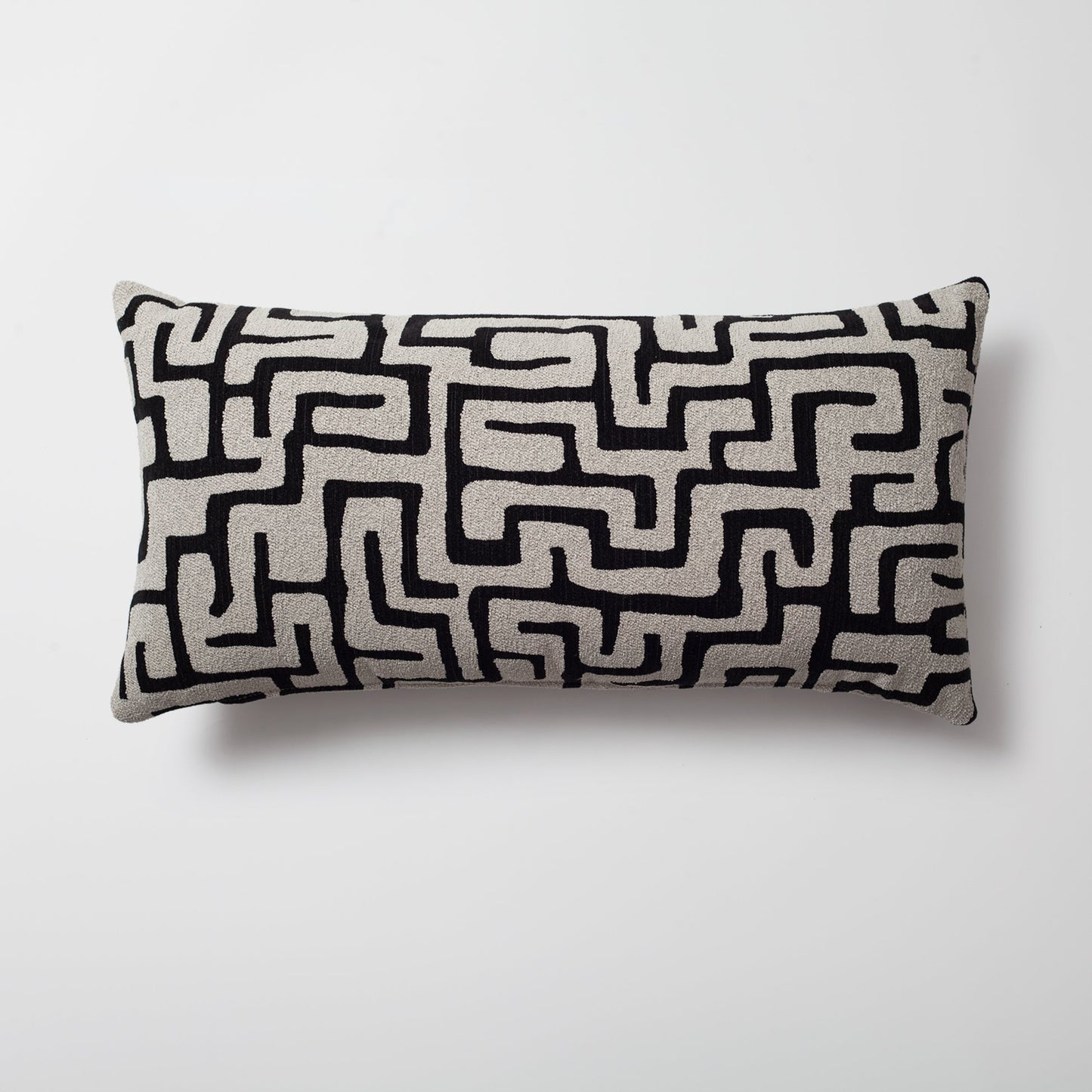 Norm - Maze Patterned 14x28 Inch Pillow - Black (Cover Only)