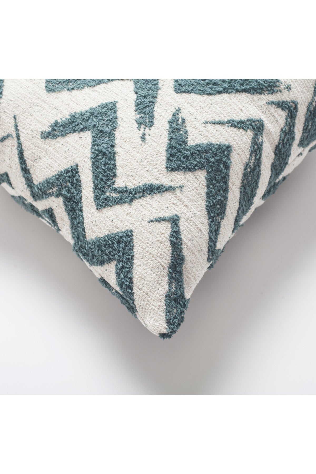 Havana - Zigzag Patterned Linen Pillow 18x18 Inch - Blue & White (Cover Only)