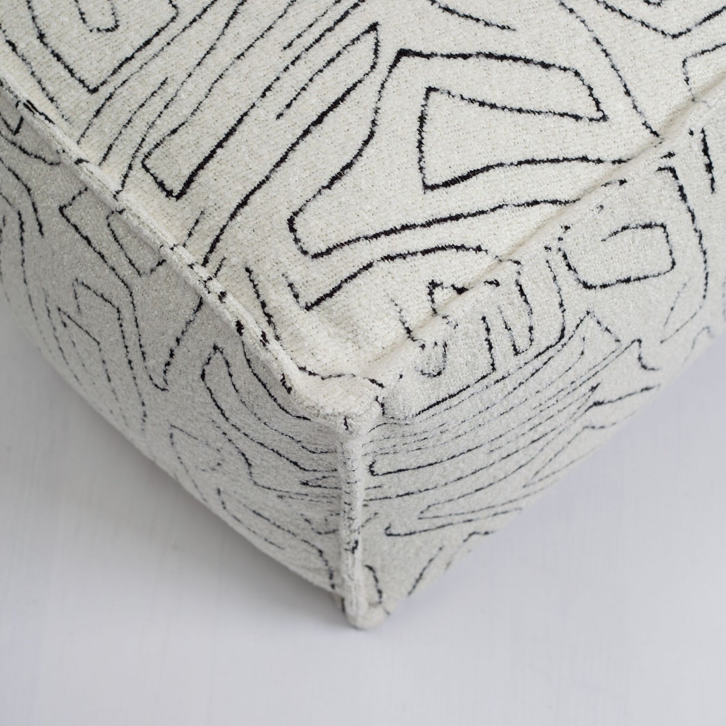 Amorf - Abstract Patterned Pouf - White & Black (Cover Only)