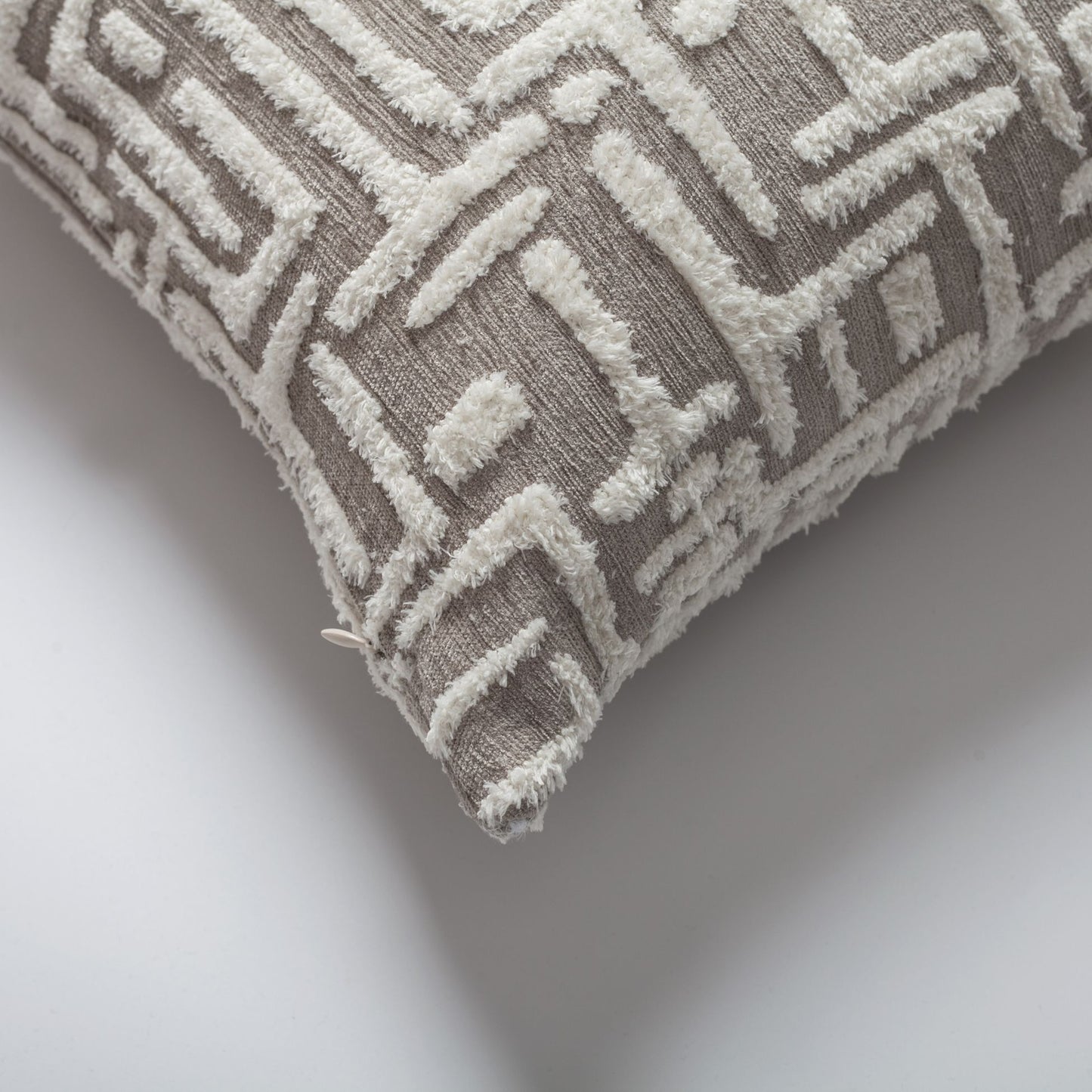 Gilda - Maze Patterned Linen Pillow 18x18 Inch - Beige (Cover Only)