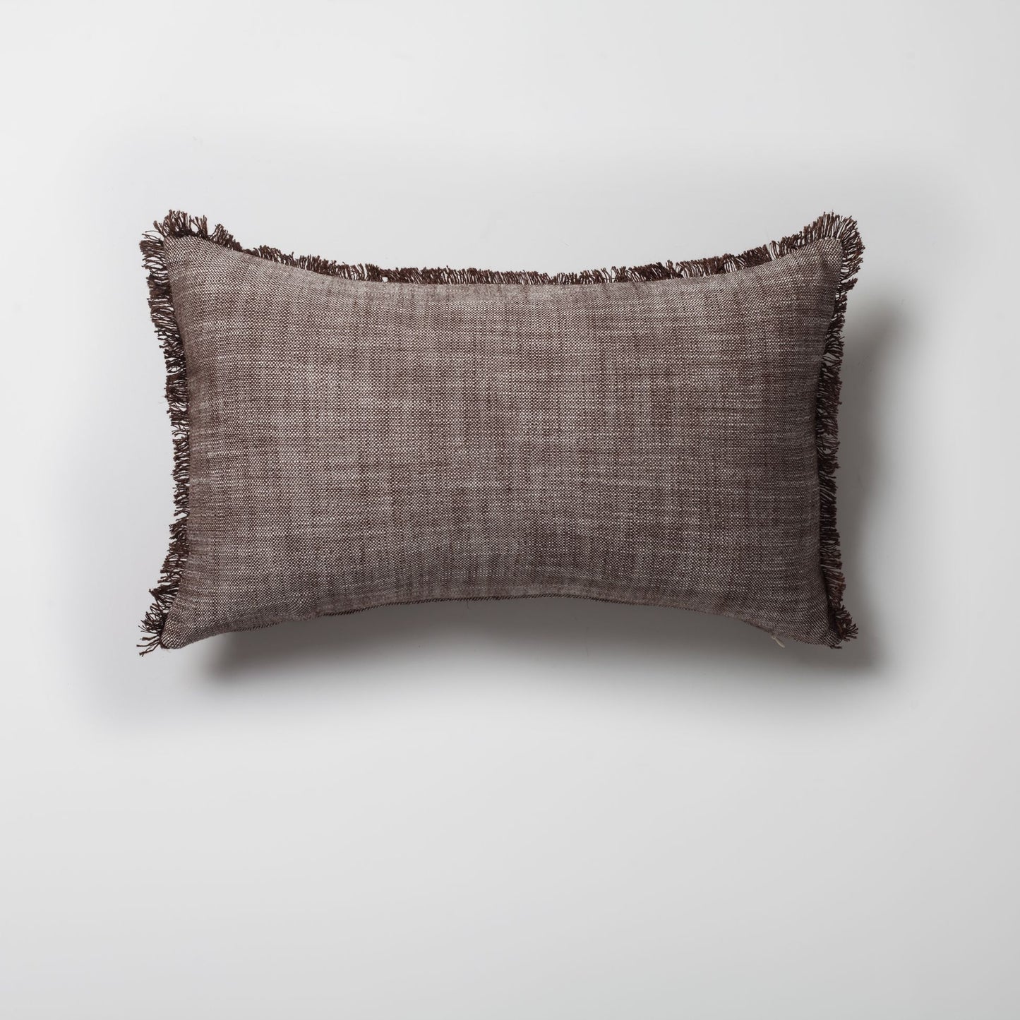 Soho - Linen Fringed Pillow 12x20 Inch - Brown (Cover Only)