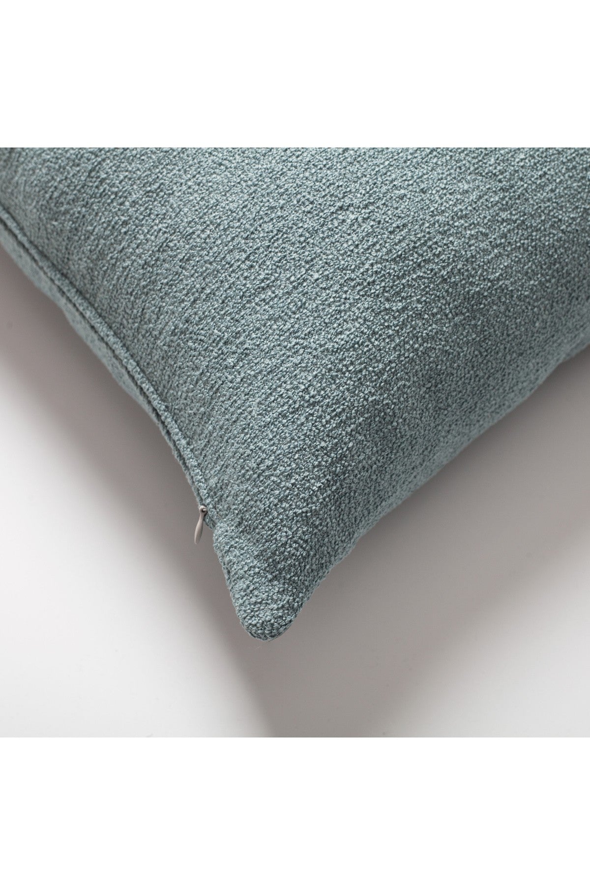 Julia - Plain Boucle Weave Rectangular Linen Pillow 16x24 Inch - Light Blue (Cover Only)