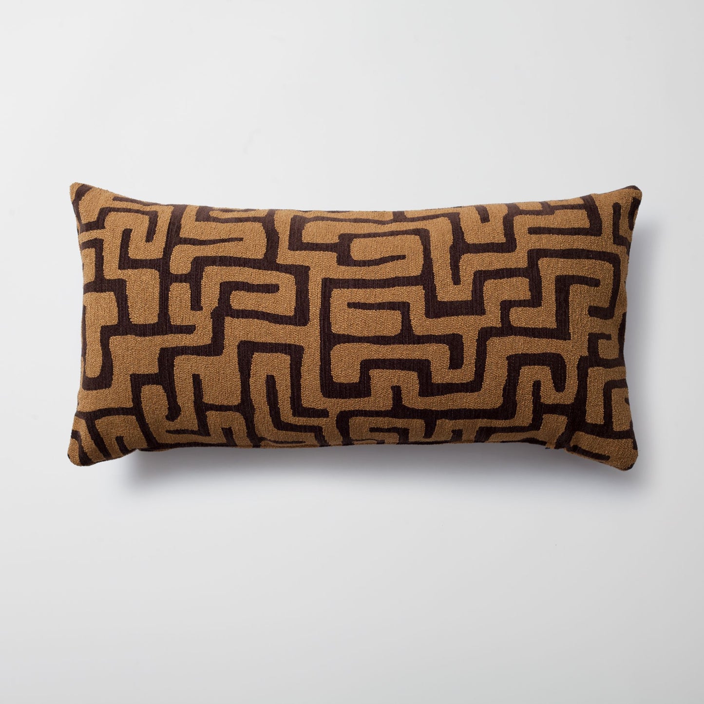 Norm - Maze Patterned 14x28 Inch Pillow - Brown (Cover Only)
