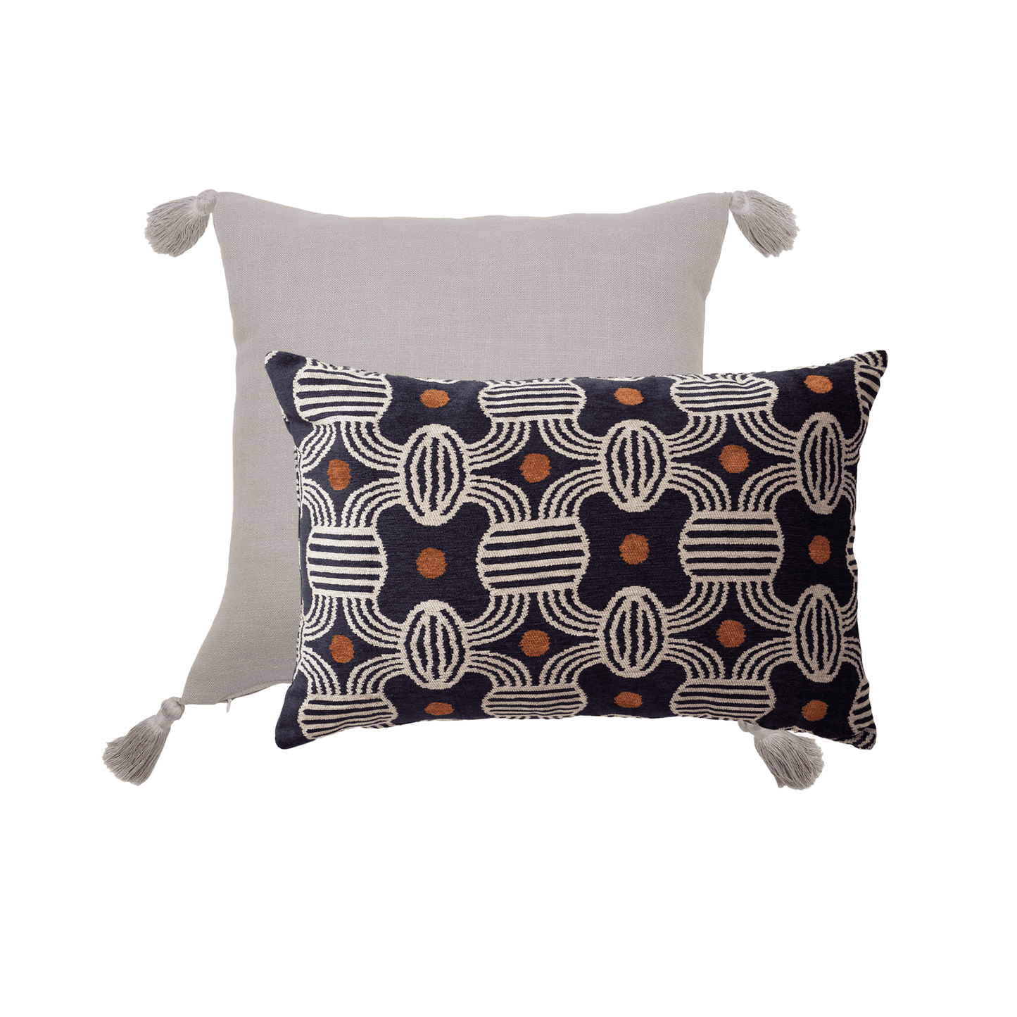 Obika & Loom - Decorative Pillow - 2-Piece Combo Set - Beige Black (Cover Only)