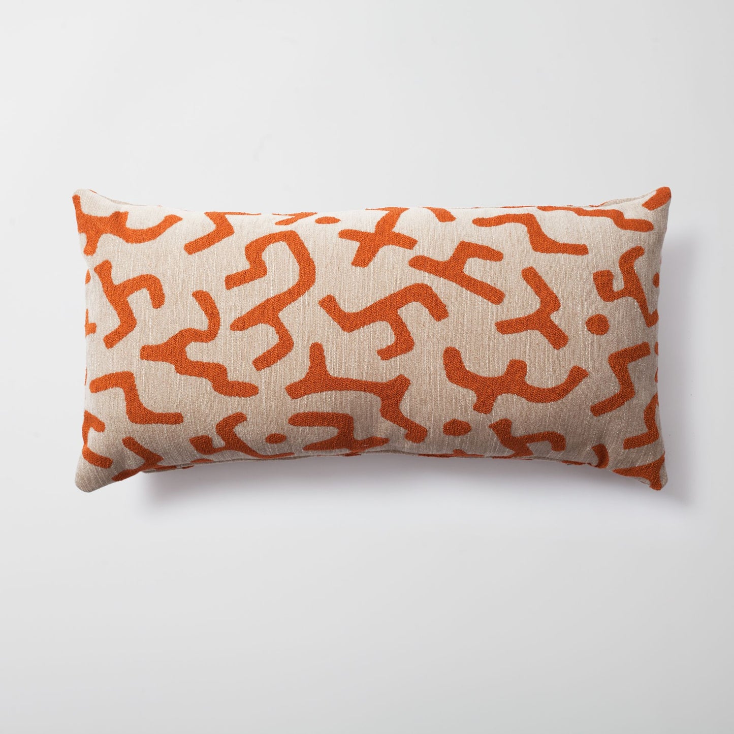 Nandos - Maze Patterned 14x28 Inch Pillow - Orange (Cover Only)