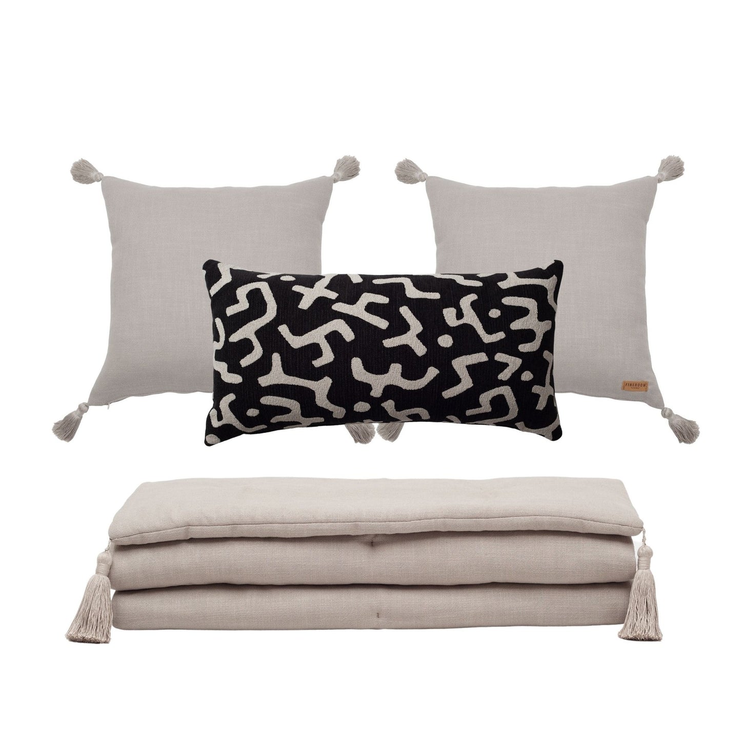 Loom Linen Tasseled Bed Runner + 3 Pillow Set Nandos (Cover Only)