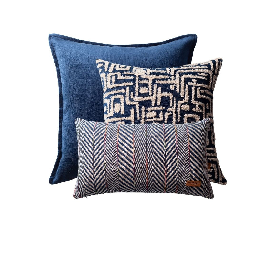 Eliza & Sense - Decorative Pillow - 3-Piece Combo Set - Blue (Cover Only)