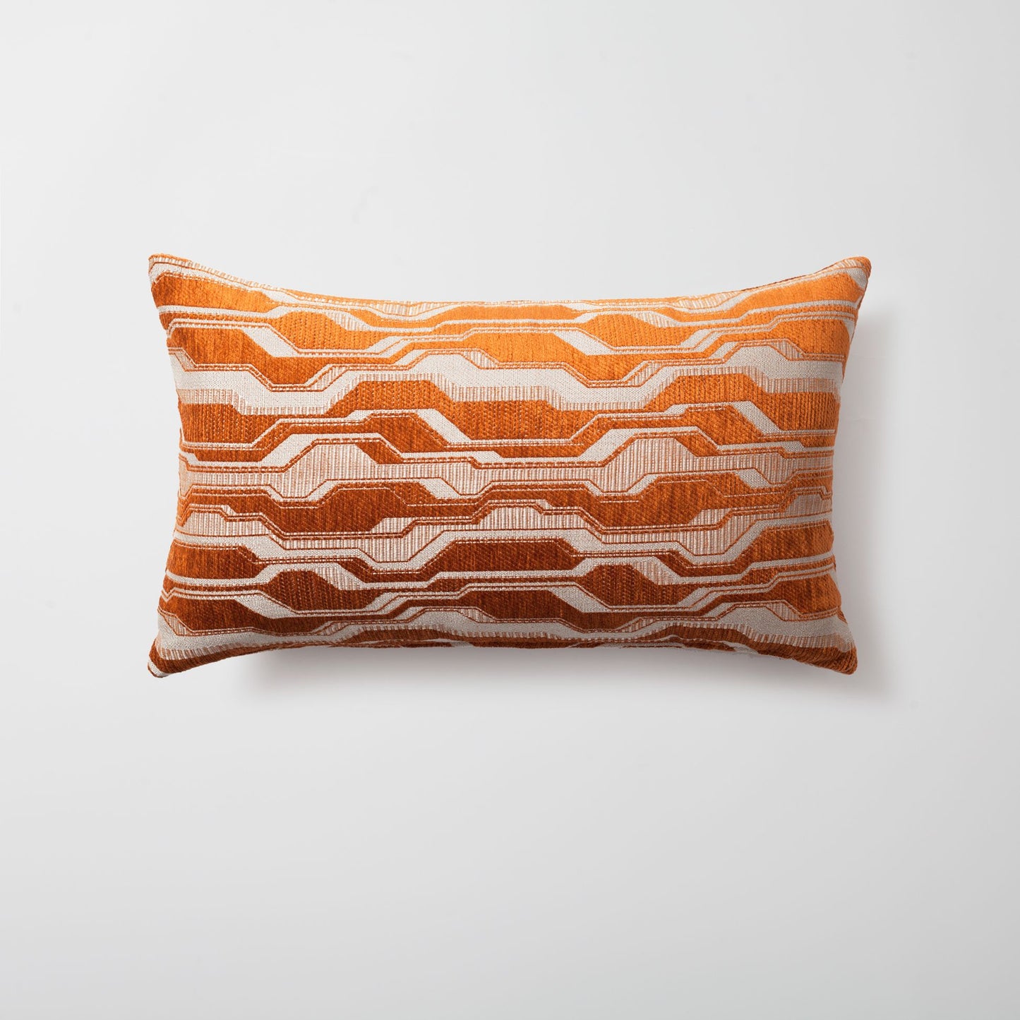 Lebon - Geometric Patterned 12x20 Inch Pillow - Orange (Cover Only)