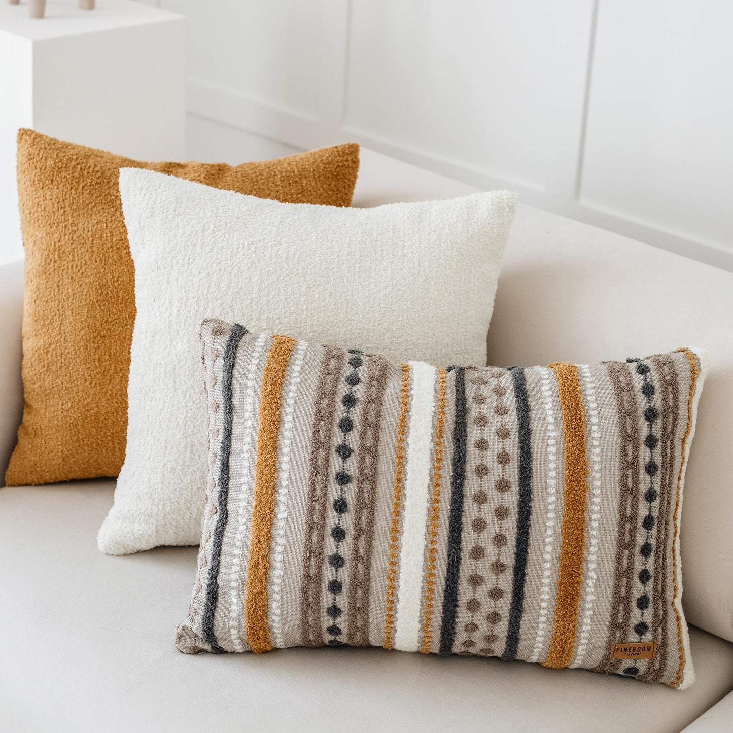 Nomad & Cozy - Decorative Pillow - 3-Piece Combo Set - Mustard (Cover Only)