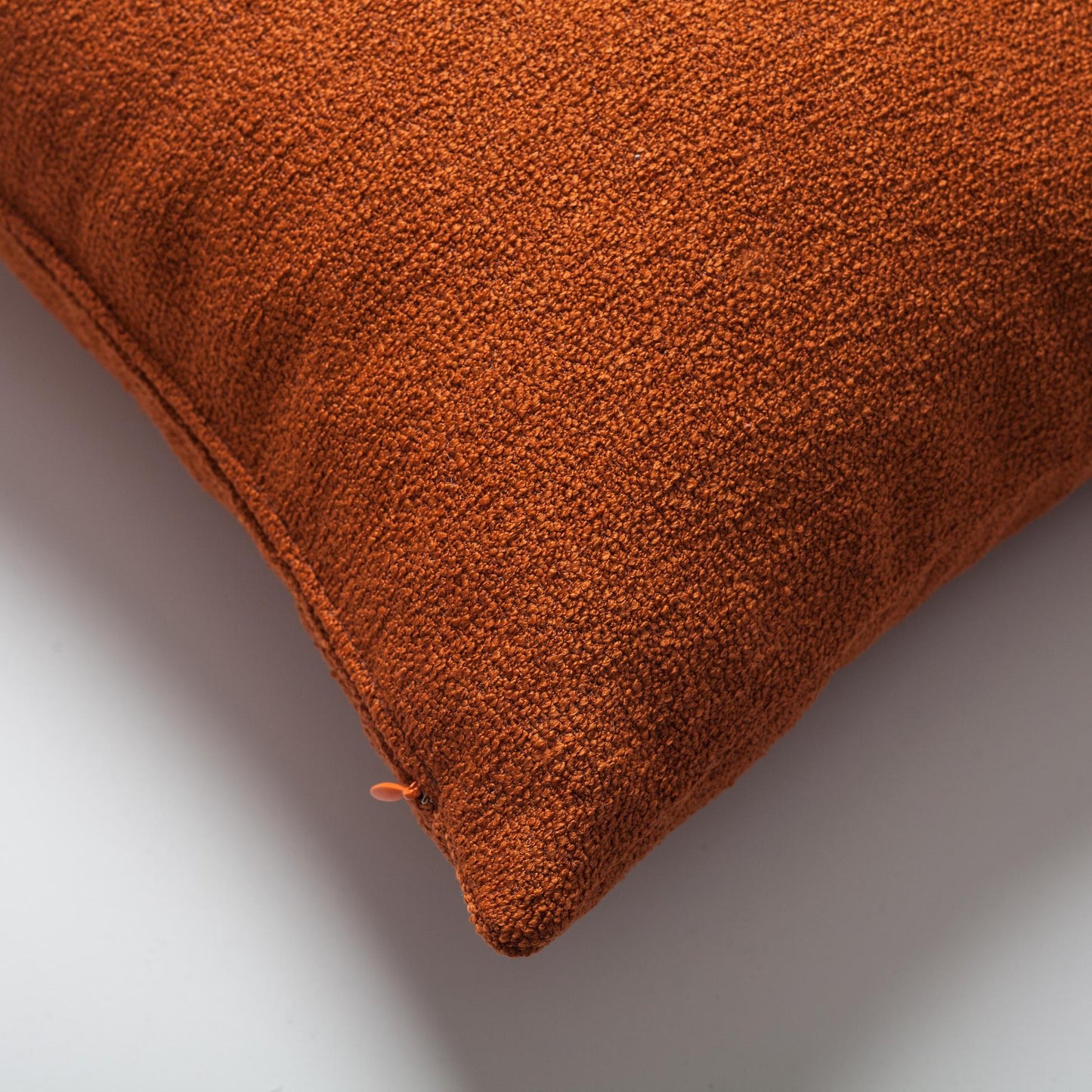 Julia - Plain Boucle Woven Lumbar Pillow 14x28 Inch - Orange (Cover Only)