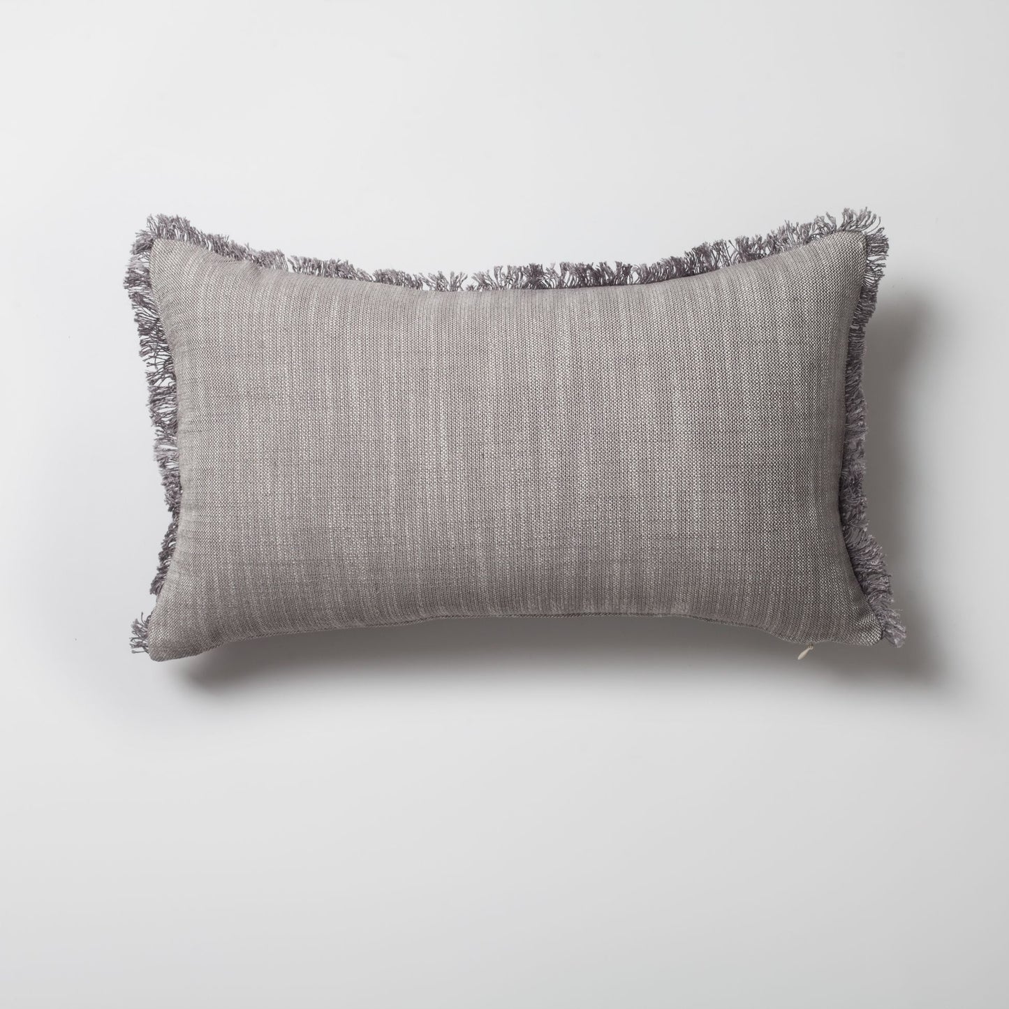 Soho - Linen Fringed Pillow 12x20 Inch - Light Gray (Cover Only)