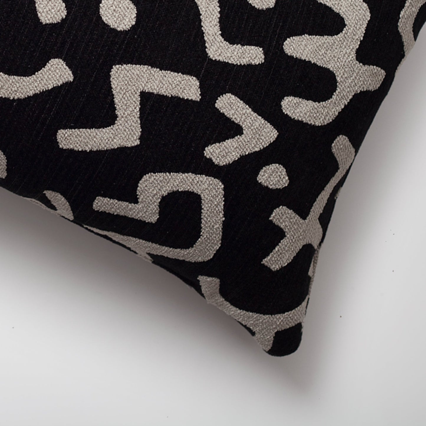 Nandos - Maze Patterned 14x28 Inch Pillow - Black (Cover Only)