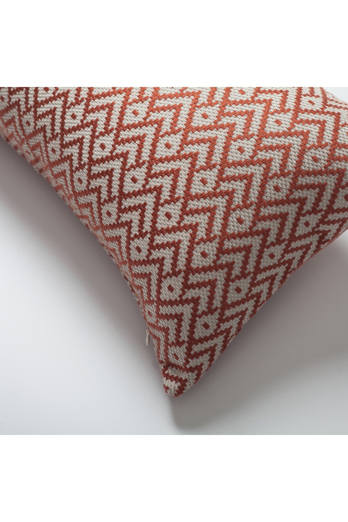 Gusto - Linen Modern Small Patterned Linen Pillow 12x20 Inch - Terracotta (Cover Only)