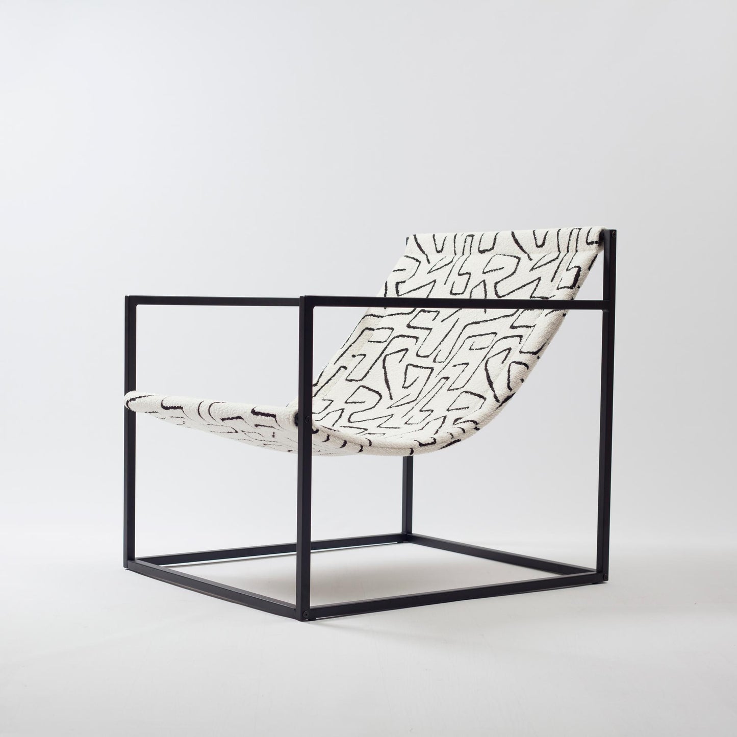 Bernie Chair Metal Seat - White & Black Patterned