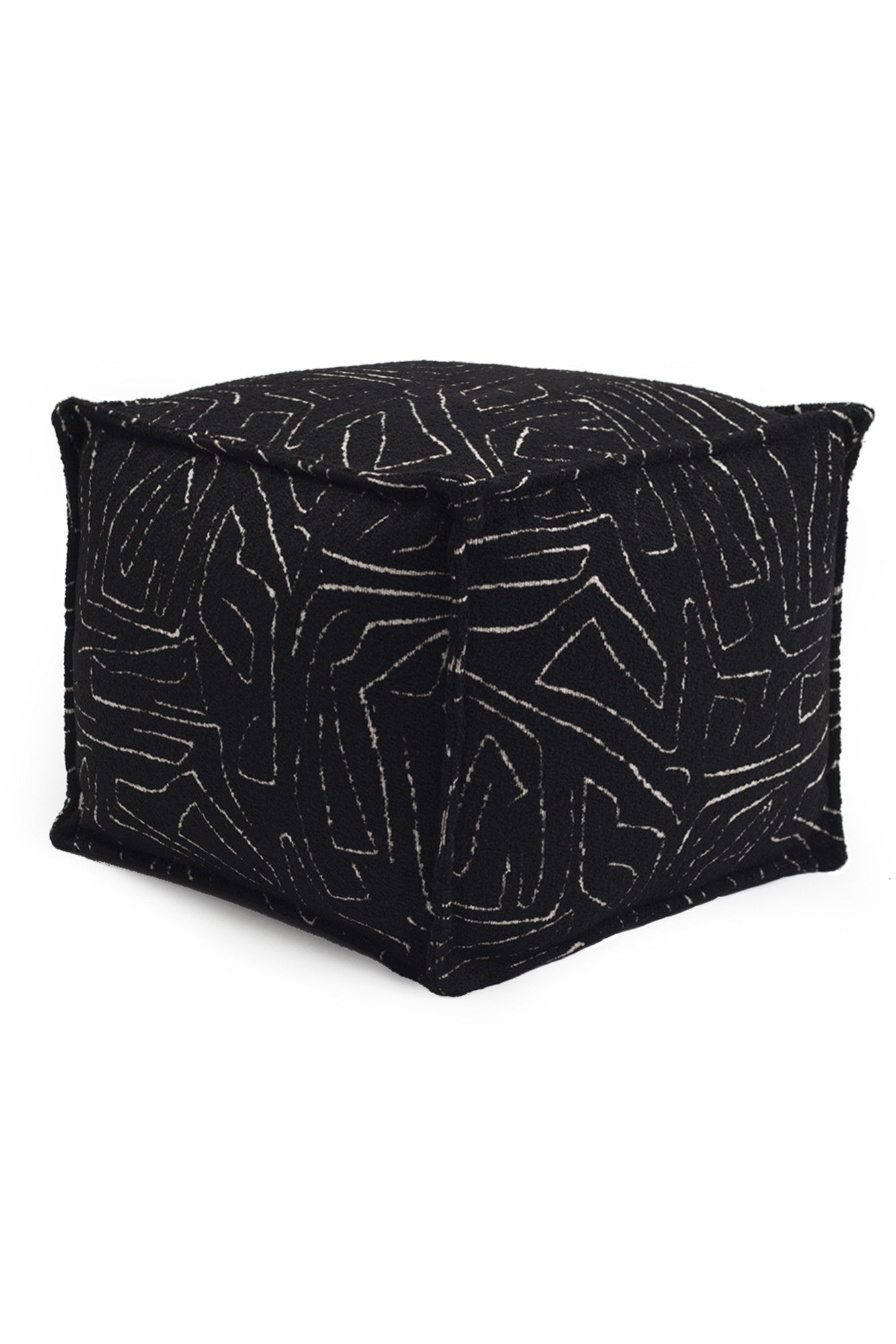 Amorf - Abstract Patterned Pouf - Black & White (Cover Only)