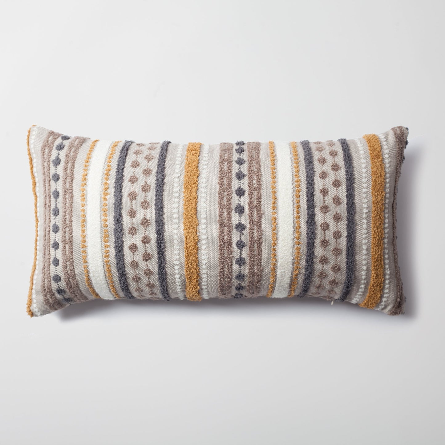 Nomad - Multicolored Striped Linen Decorative Pillow 14x28 Inch - Mustard (Cover Only)