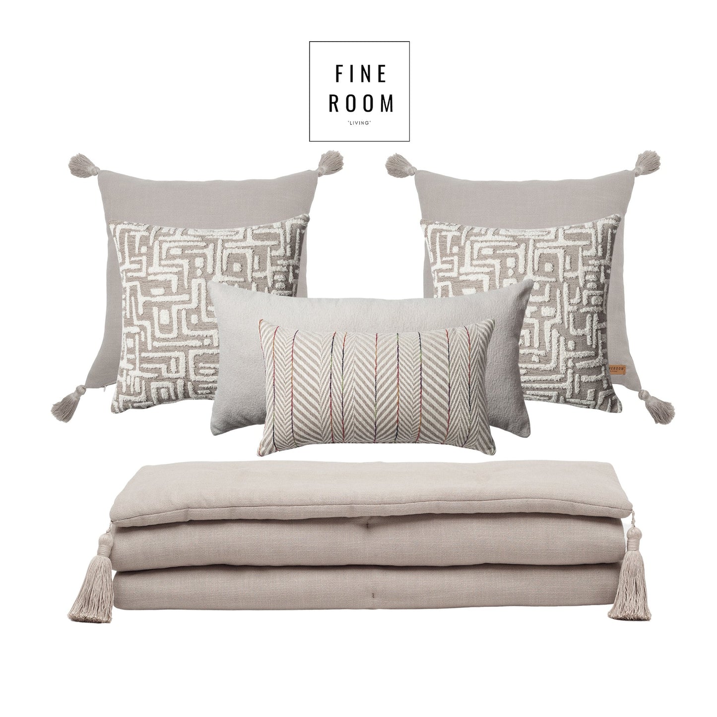 Loom Linen Tasseled Bed Runner + 6 Pillow Set Gilda Sense (Cover Only)