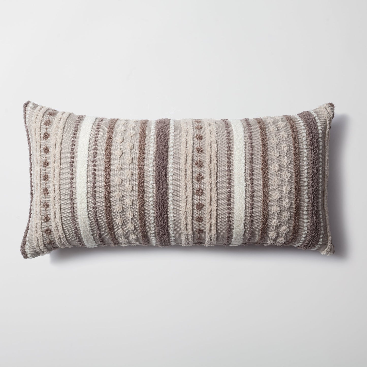 Nomad - Multicolored Striped Linen Decorative Pillow 14x28 Inch - Beige (Cover Only)