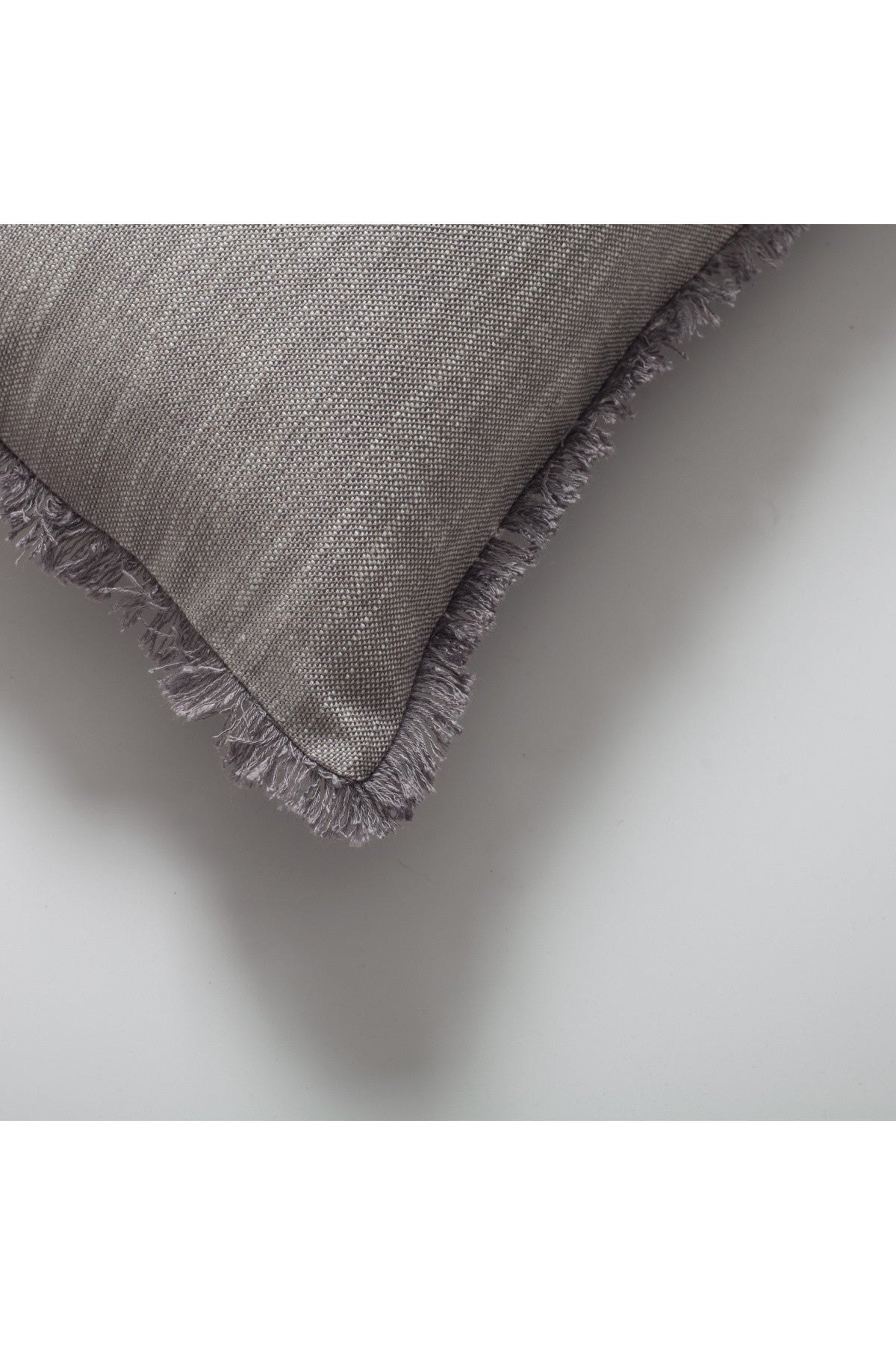 Soho - Linen Fringed Pillow 12x20 Inch - Light Gray (Cover Only)
