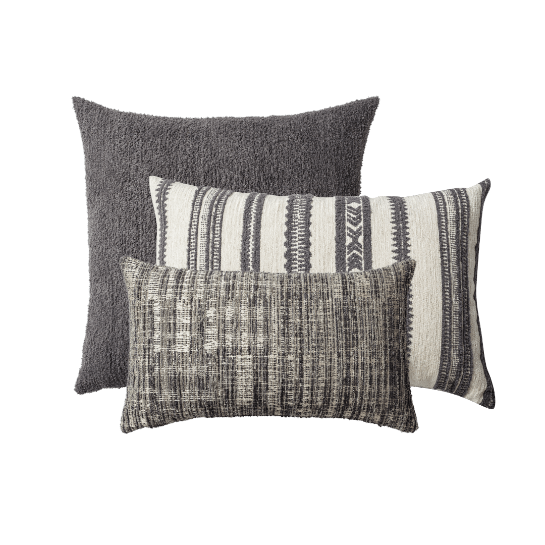 Cozy & Mitos - 3-Piece Cushion Combo Set- Gray (Cover Only)