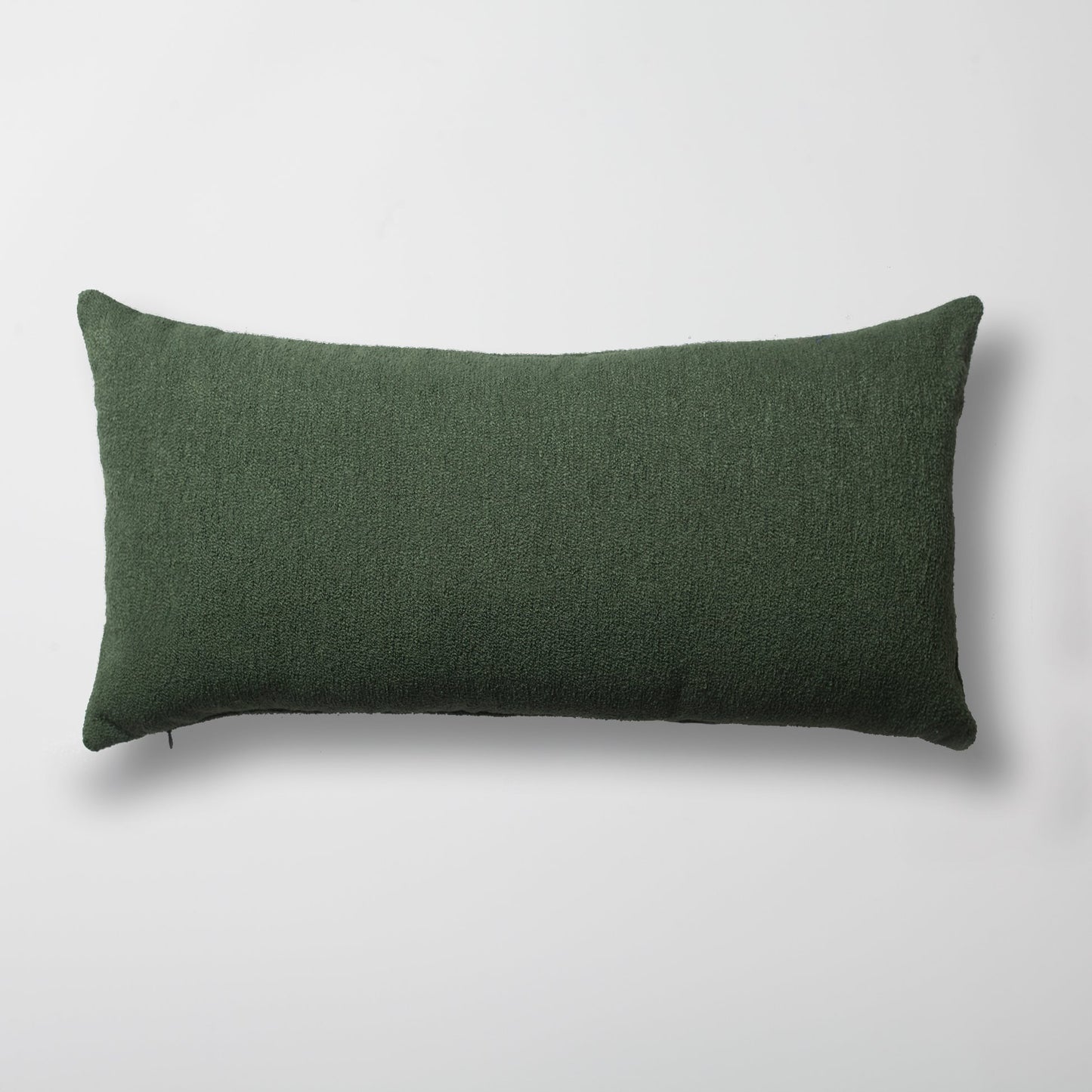 Julia - Plain Boucle Woven Lumbar Pillow 14x28 Inch - Green (Cover Only)