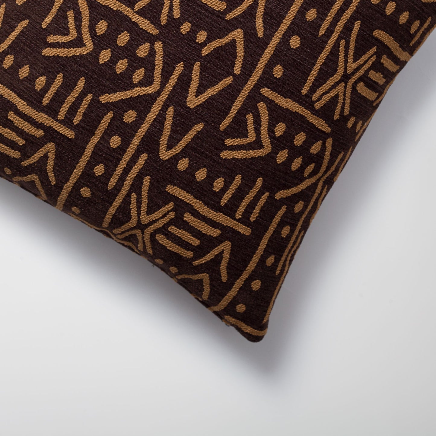 Icon - African Patterned 18x18 Inch Linen Pillow - Brown (Cover Only)