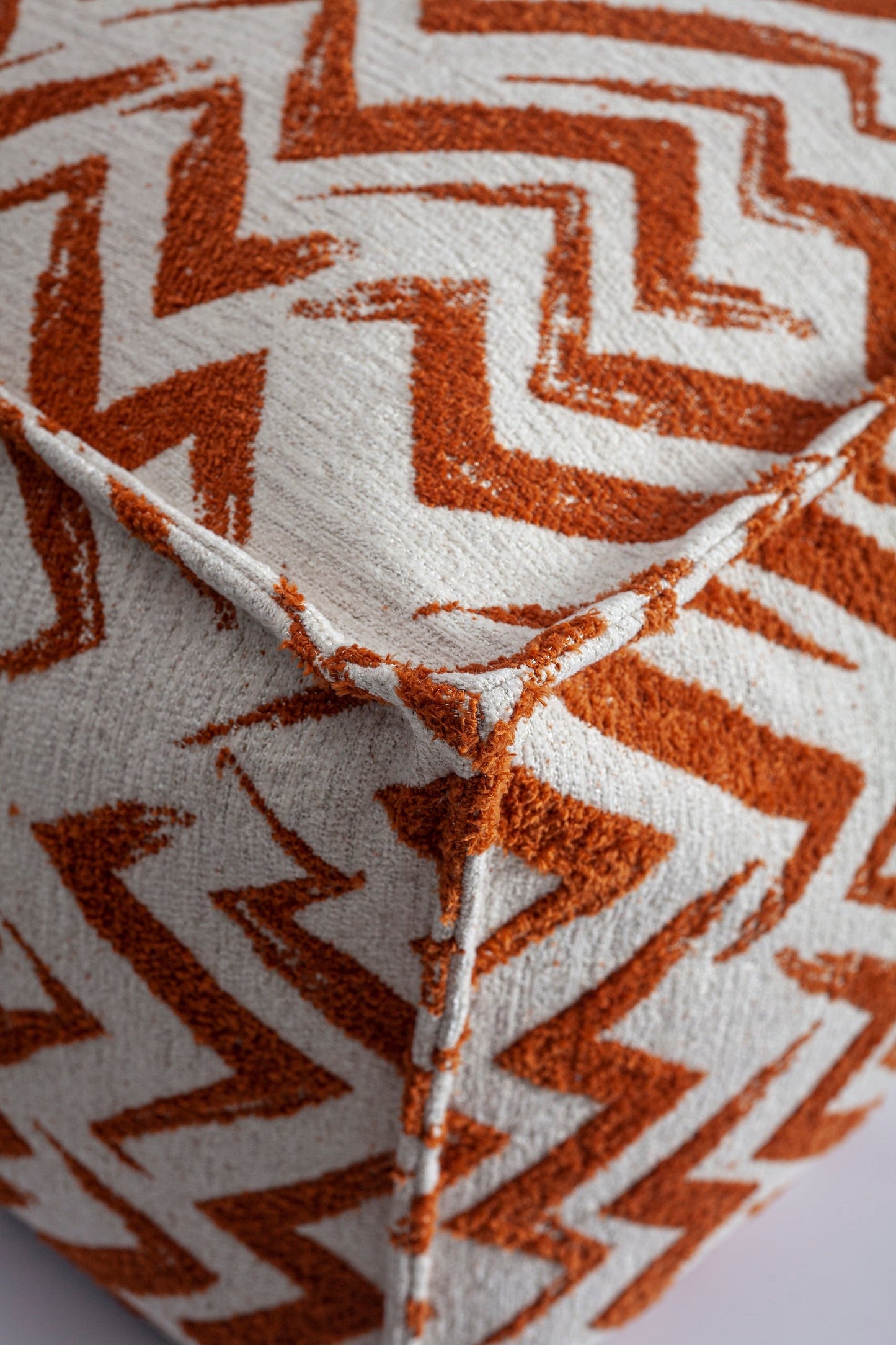Havana Puf - Zigzag Patterned Pouf - Orange (Cover Only)