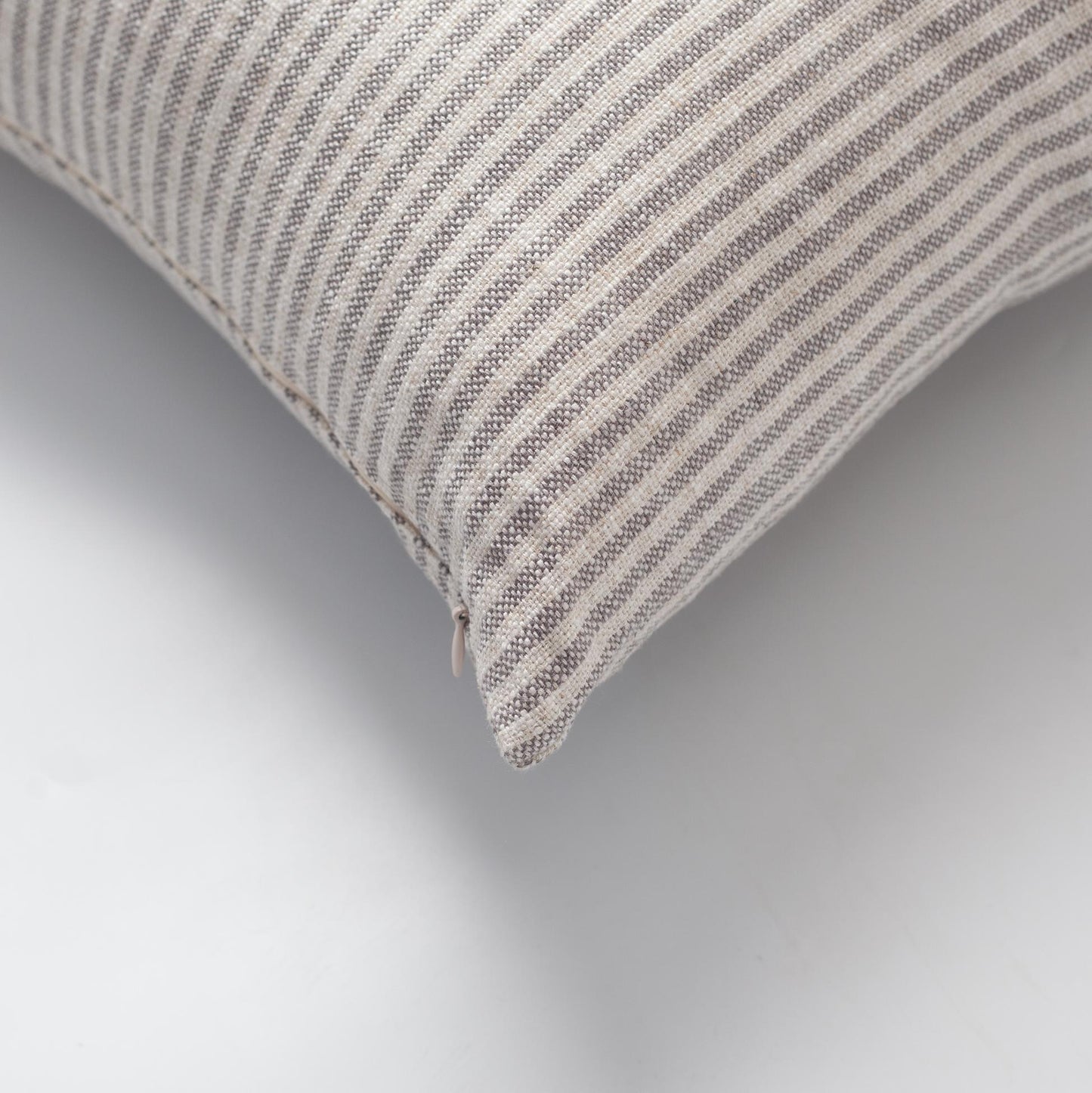 Zuma - Linen Striped 100% Natural Throw Pillow 45x45 - Light Grey