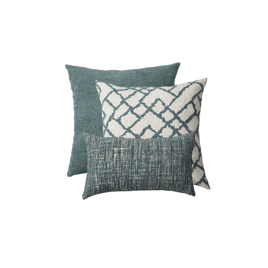 Cozy & Maya - Decorative Pillow - 3-piece Combo Set - Blue (Cover Only)