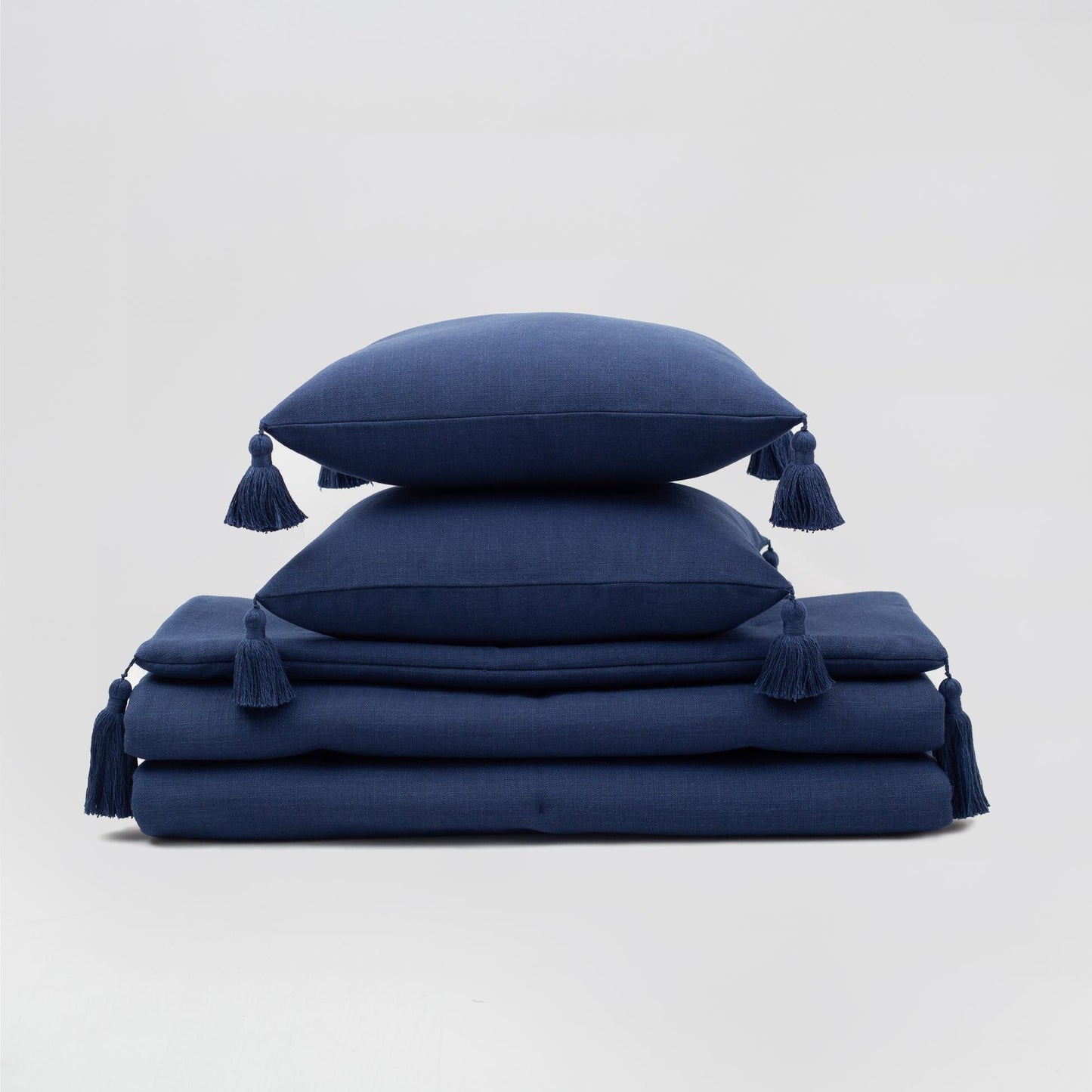 Loom - Linen Tassel Bed Runner + Set of 2 Padded - Navy Blue