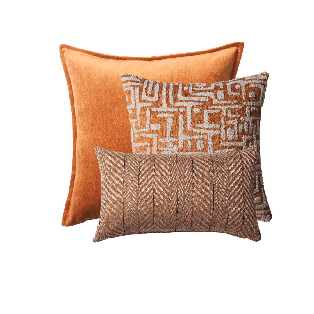 Eliza & Sense - Decorative Pillow - 3-Piece Combo Set - Orange (Cover Only)