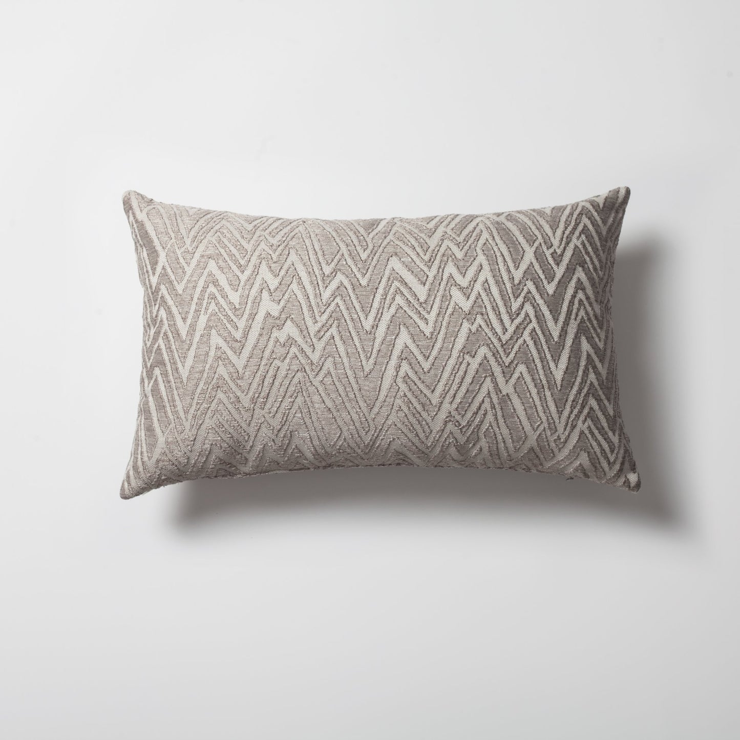 Viva - Grey Embroidered Effect Zigzag Patterned Pillow 18x18 Inch - Grey (Cover Only)