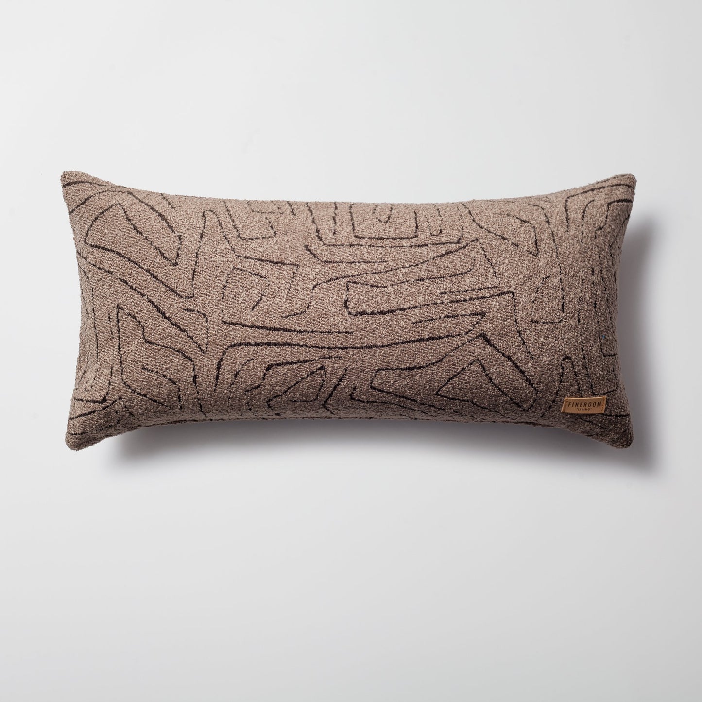 Amorf - Abstract Patterned 14x28 Inch Cushion - Brown (Cover Only)