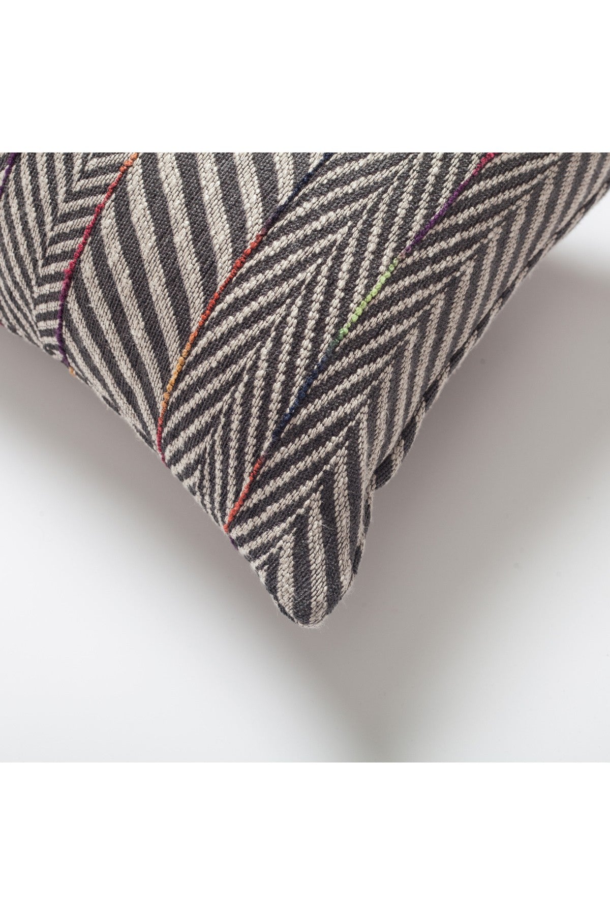 Sense - Linen Gradient Striped Herringbone Patterned Pillow 12x20 Inch - Anthracite (Cover Only)
