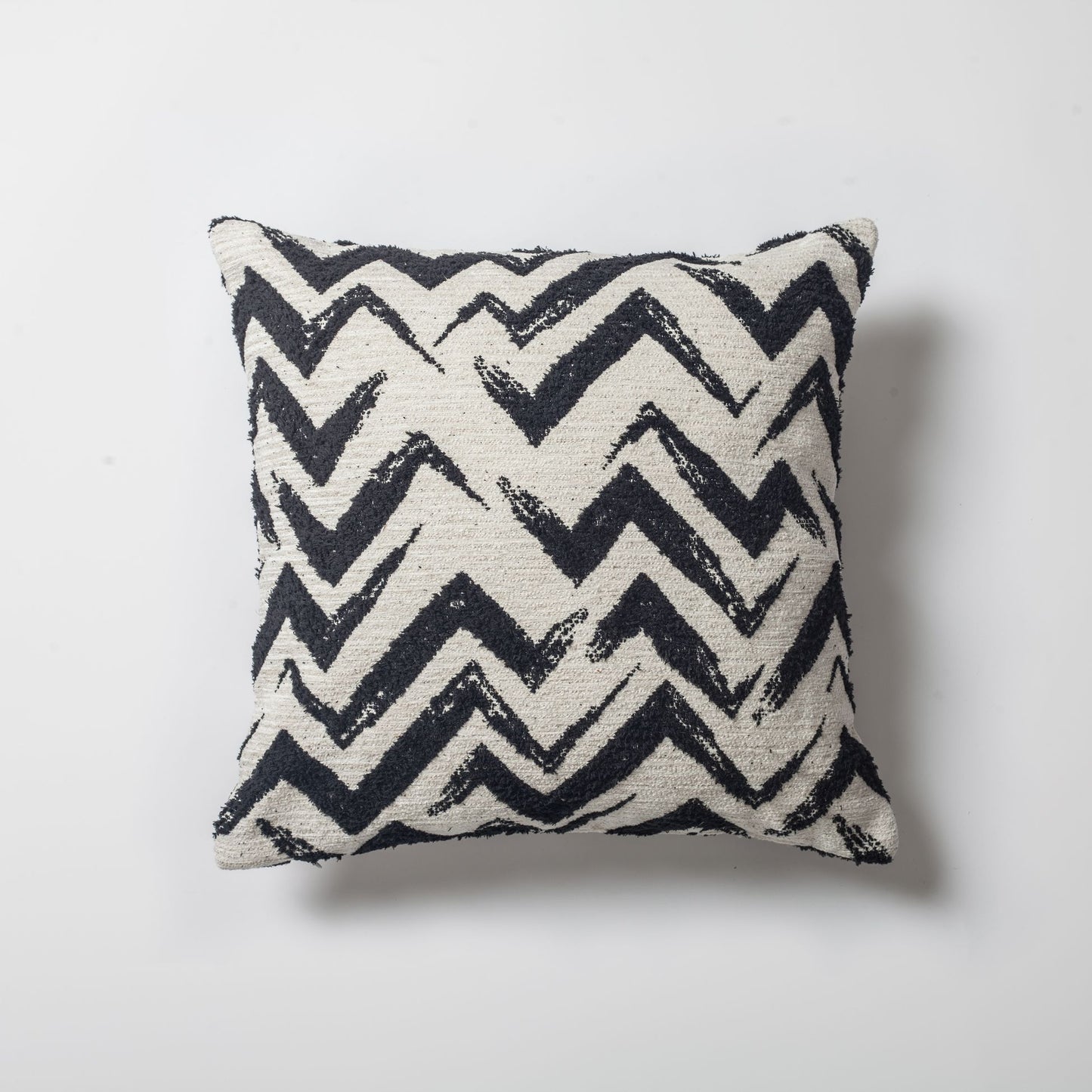 Havana - Zigzag Patterned Linen Pillow 18x18 Inch - Black & White (Cover Only)