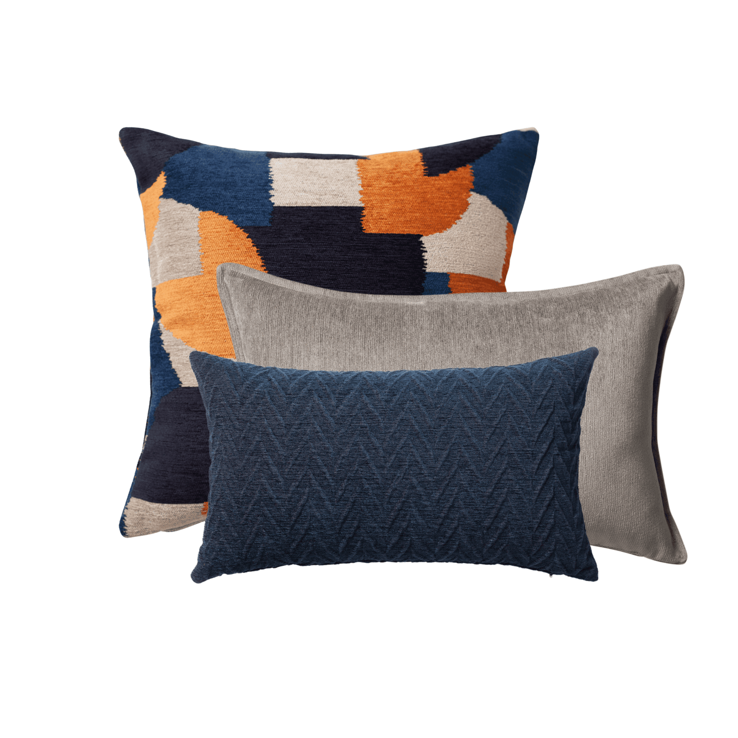 Otto&Cello - Decorative Pillow - 3-piece Orange Mink Blue Combo Set (Cover Only)