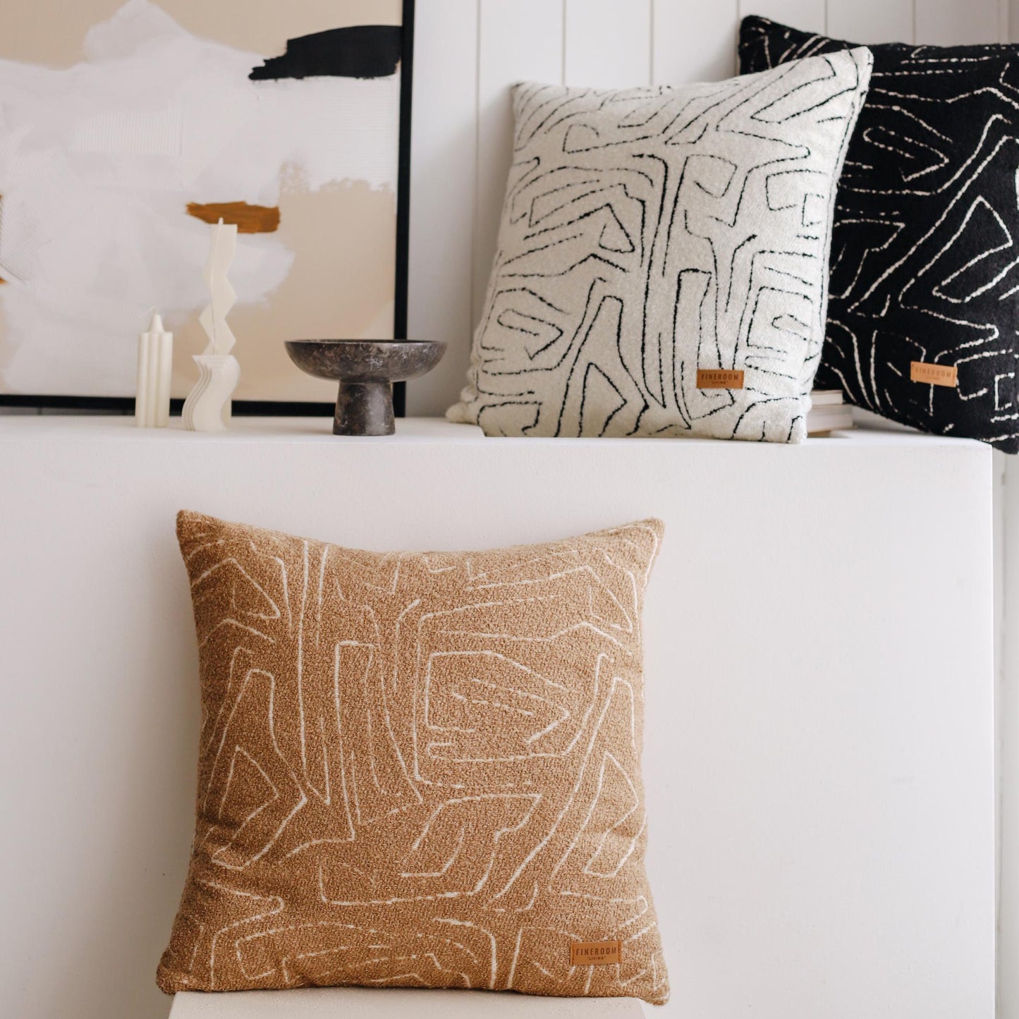 Amorf - Abstract Patterned 20x20 Inch Cushion - Fallow (Cover Only)