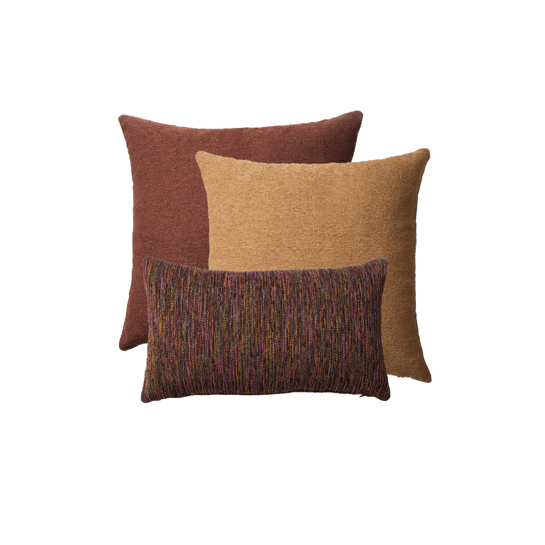 Julia & Bamboo - Decorative Pillow - 3-Piece Combo Set - Mustard & Brown (Cover Only)