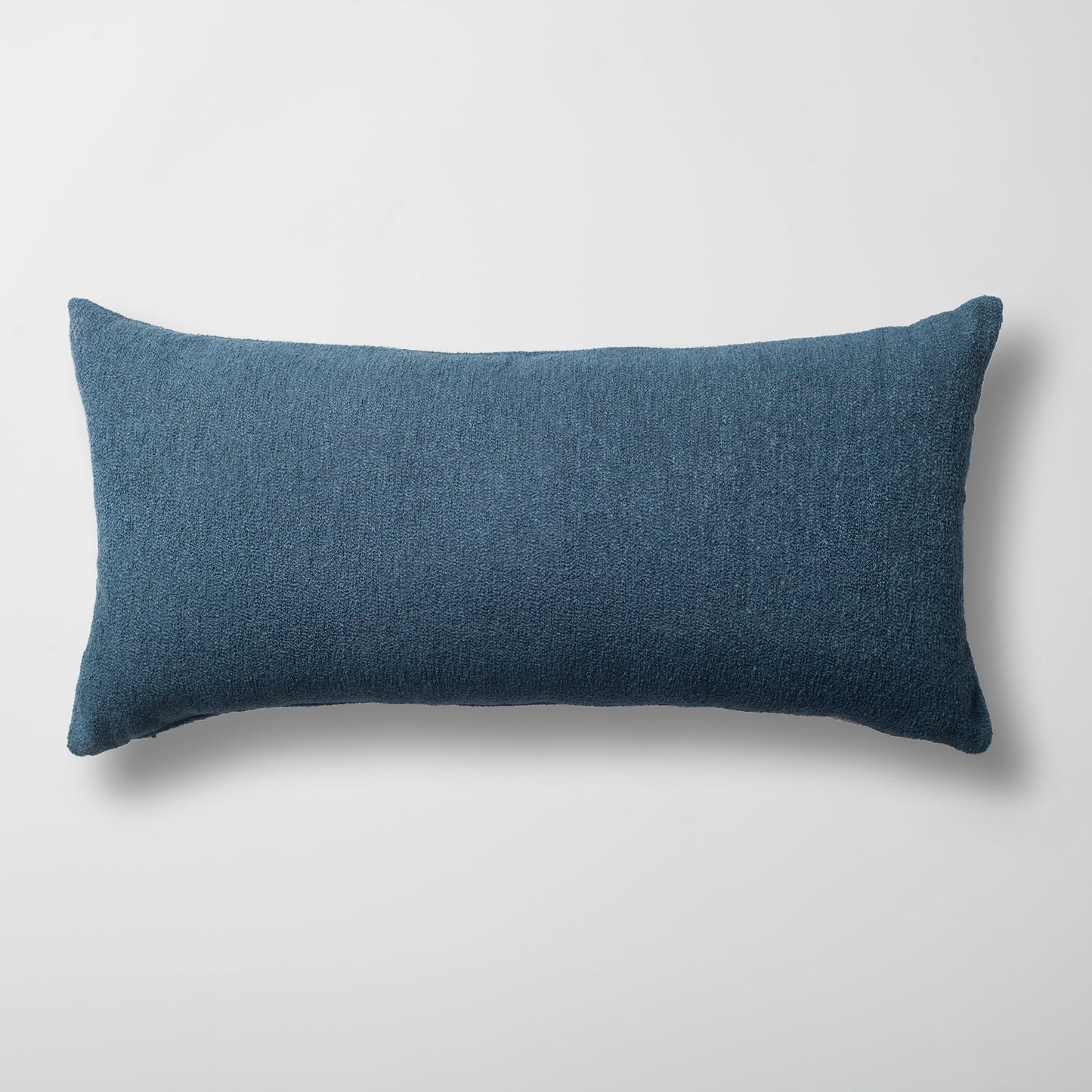 Julia - Plain Boucle Woven Lumbar Pillow 14x28 Inch - Aegan Blue (Cover Only)