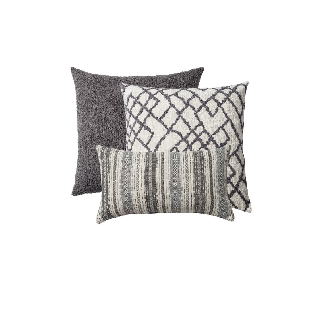 Cozy & Maya - Decorative Pillow - 3-piece Combo Set - Gray (Cover Only)