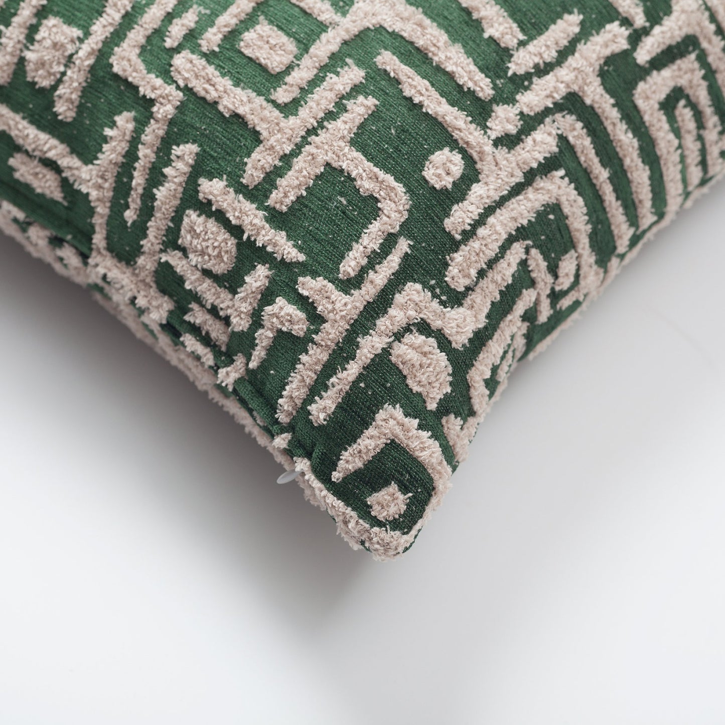 Gilda - Maze Patterned Linen Pillow 18x18 Inch - Green (Cover Only)