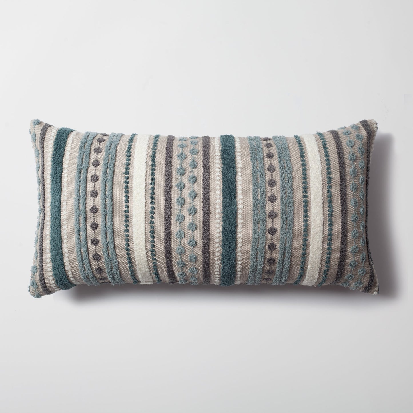 Nomad - Multicolored Striped Linen Decorative Pillow 14x28 Inch - Blue (Cover Only)