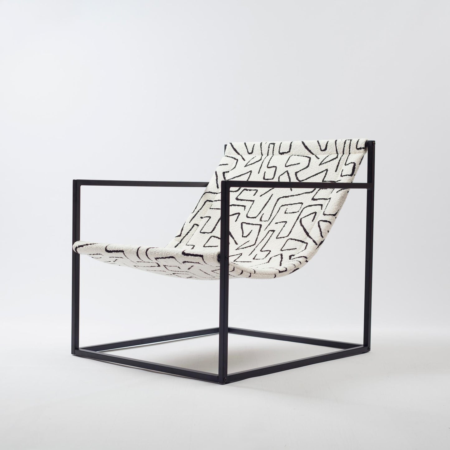 Bernie Chair Metal Seat - White & Black Patterned