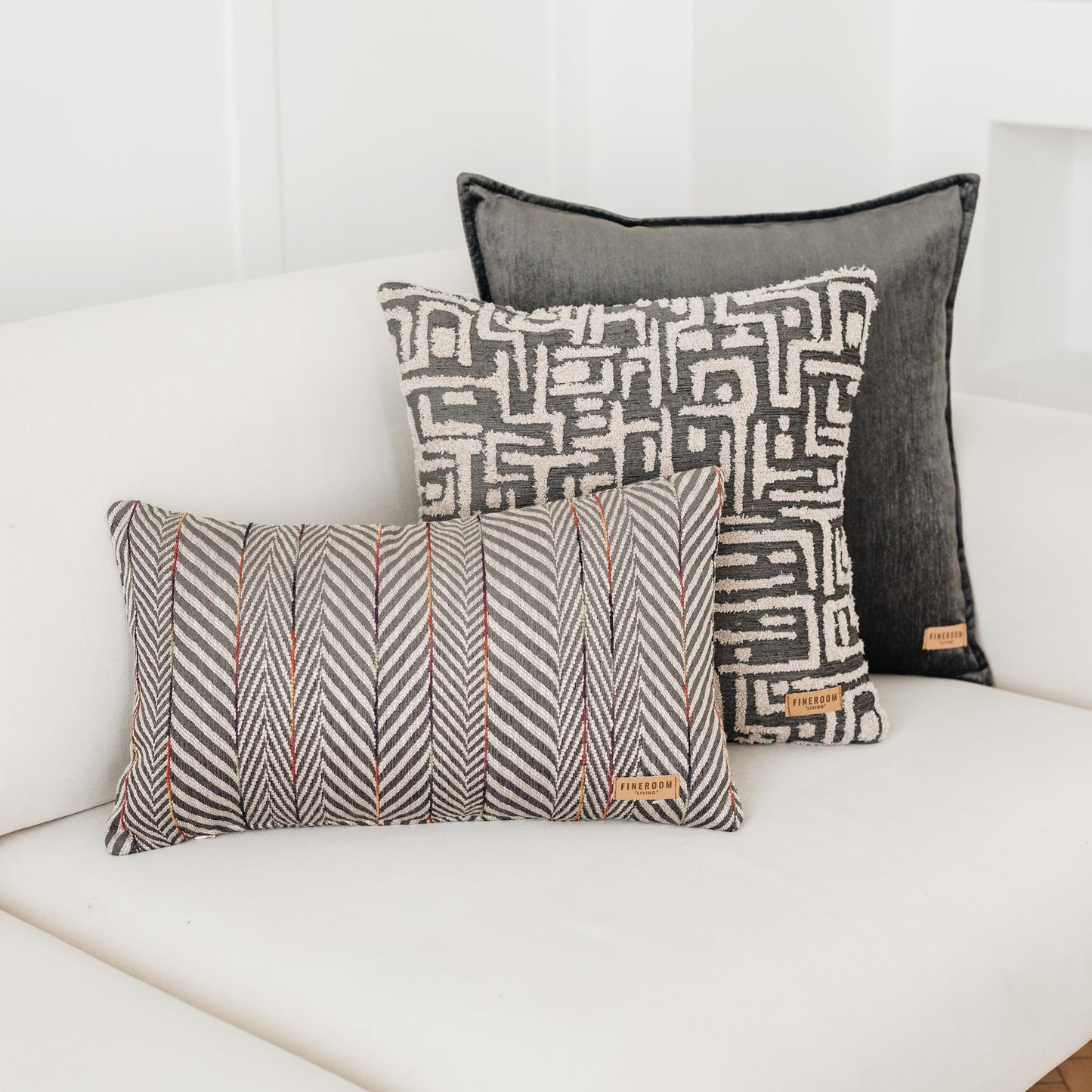 Eliza & Sense - Decorative Pillow - 3-Piece Combo Set - Anthracite (Cover Only)