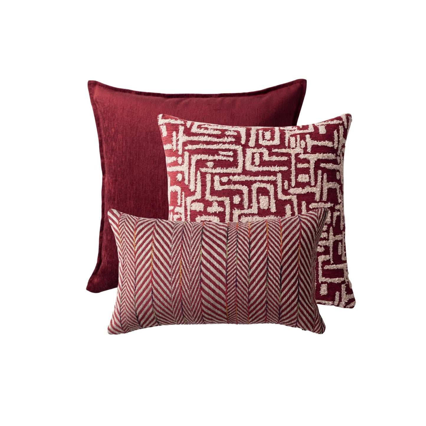 Eliza & Sense - Decorative Pillow - Set of 3 - Burgundy