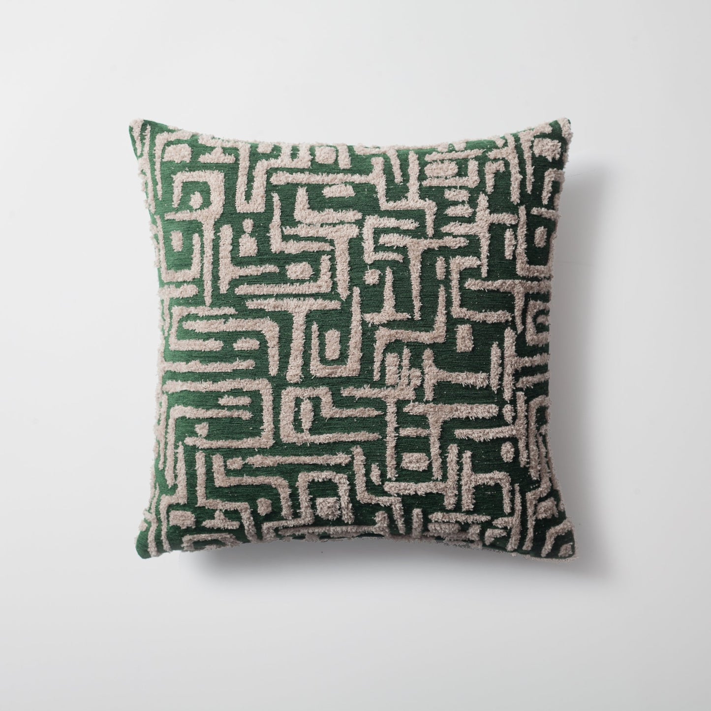 Gilda - Maze Patterned Linen Pillow 18x18 Inch - Green (Cover Only)