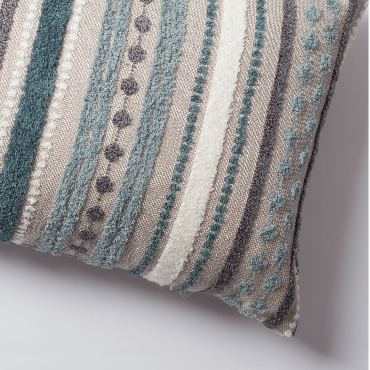 Nomad - Multicolored Striped Linen Decorative Pillow 14x28 Inch - Blue (Cover Only)